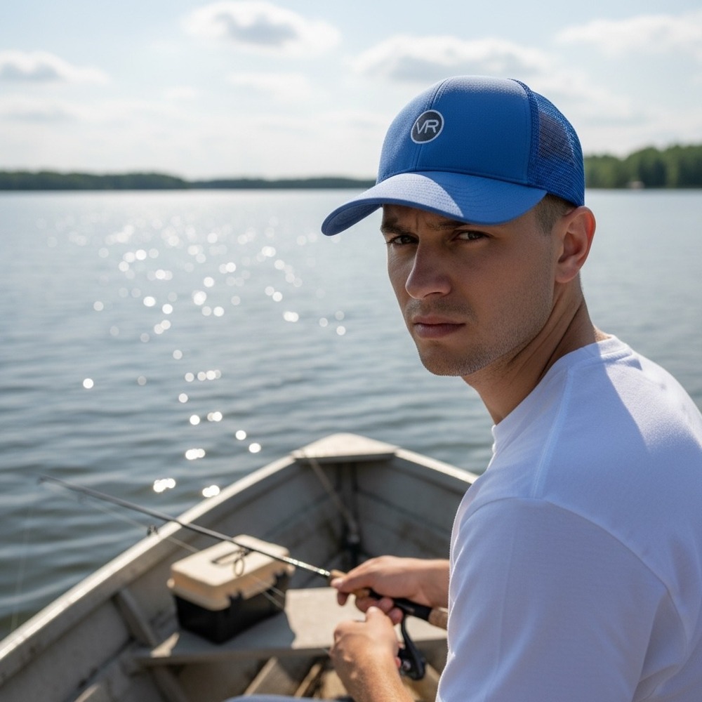 Simms Fishing Products Blue VR‎ Logo Trucker Hat Snapback Mesh Cap OSFM